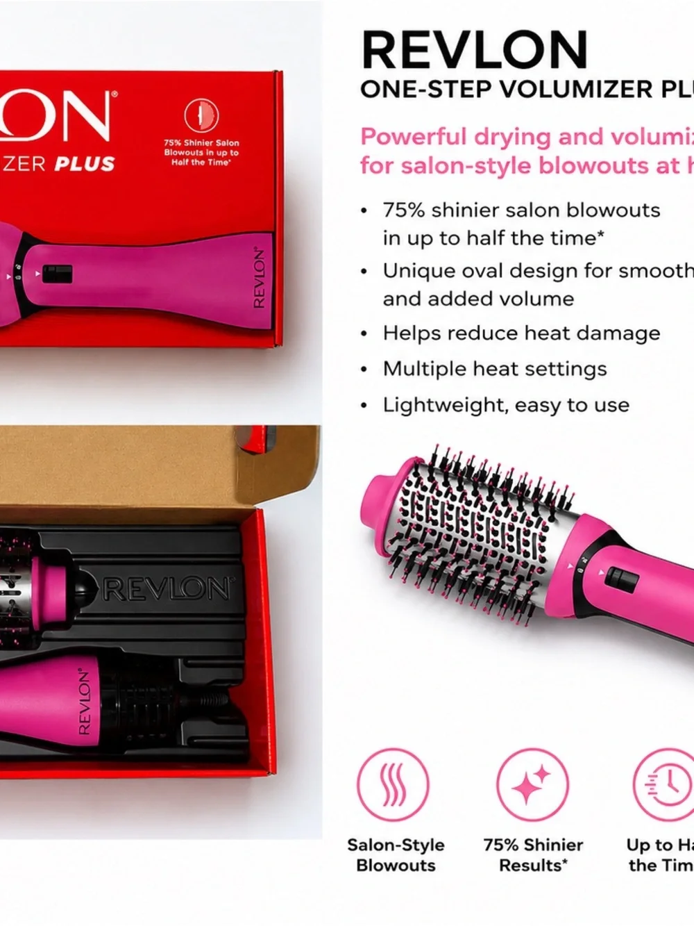 Revlon Pink and Black Hot Air Round Brush Styler